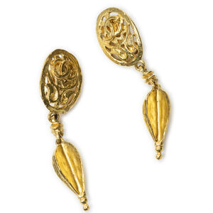 Chanel CC Oval Drop Clip On Earrings